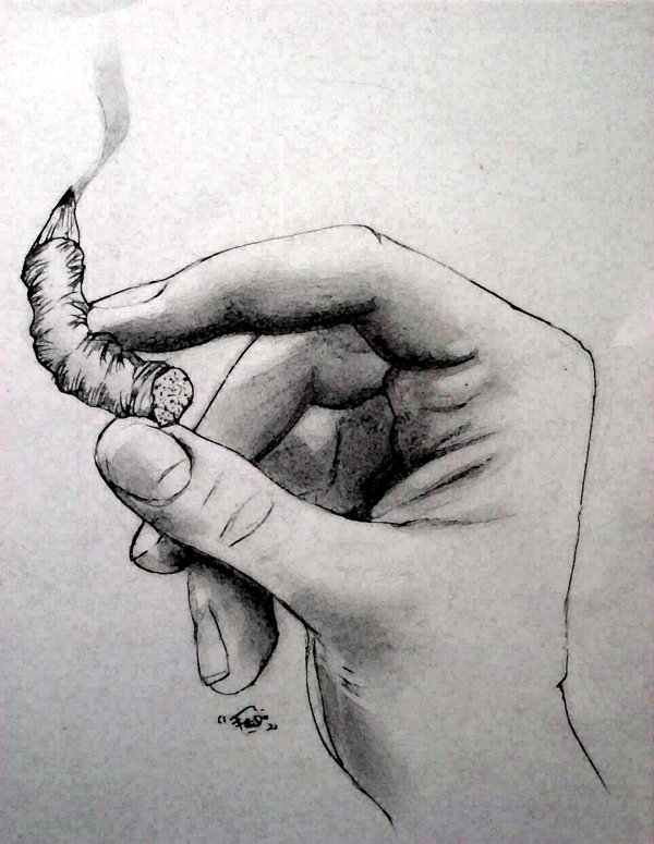 توظيف رخيم هرب رسم رجل السيجارة تؤثر عليه بالقلم الرصاص 